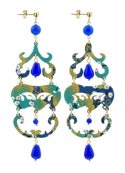 Chandelier Long Light Blue Earrings - Lebole Maison